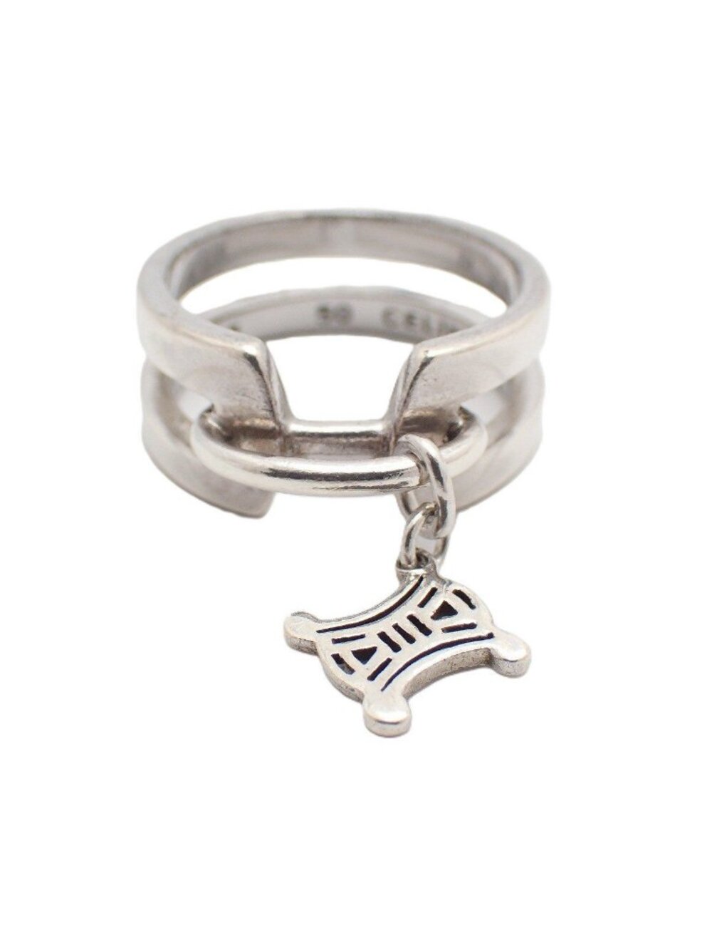 Celine Macadam Drop Charm Ring 925 Sterling